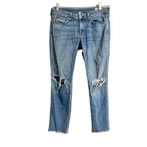 rag & bone Denim - Rag & Bone Distressed Dre Low Rise Ankle Slim Boyfriend Jeans  26